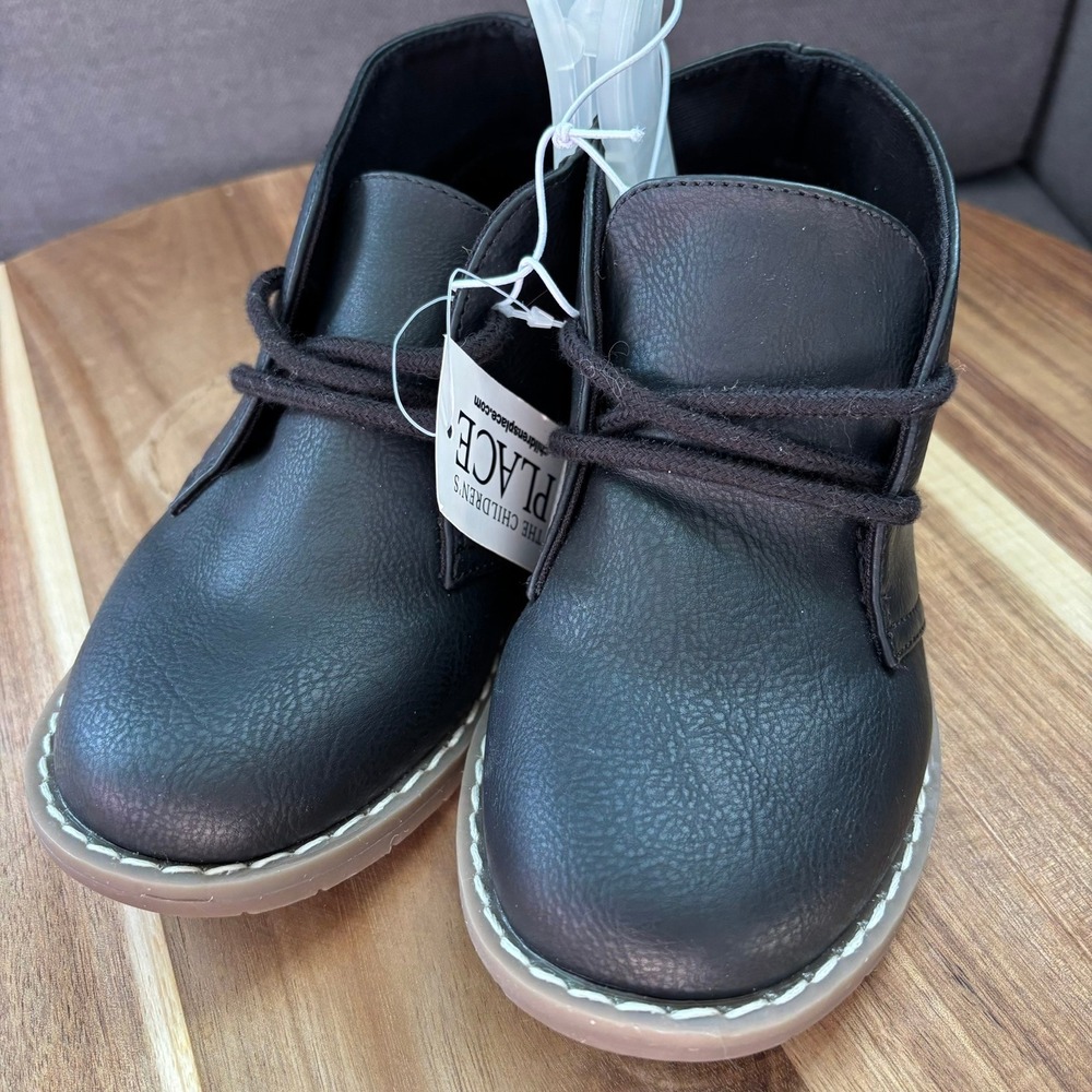 The Children's Place Boys Black Faux Leather Chukka Boots